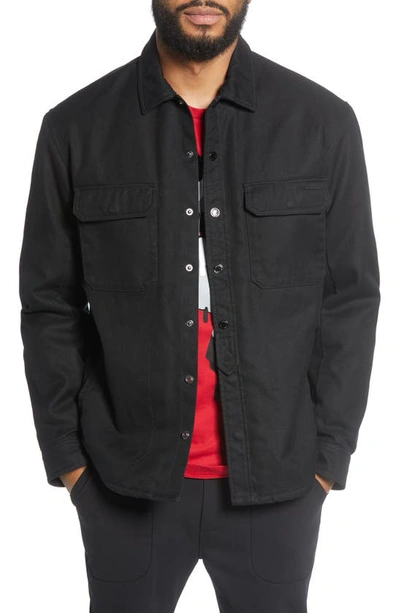 Shop Karl Lagerfeld Imitation Fleece Lined Shirt Jacket In Black
