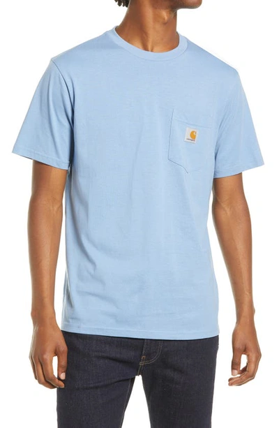 Shop Carhartt Logo Pocket T-shirt In Wave