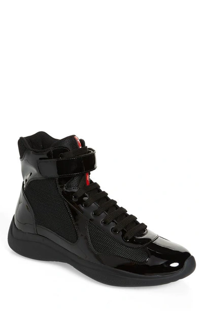 Shop Prada America's Cup Bike High Top Sneaker In Nero