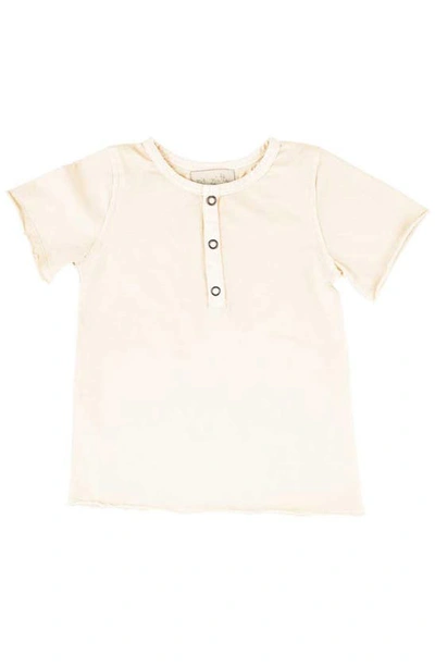 Shop Miki Miette Kids' Pauli Short Sleeve Henley In Off White