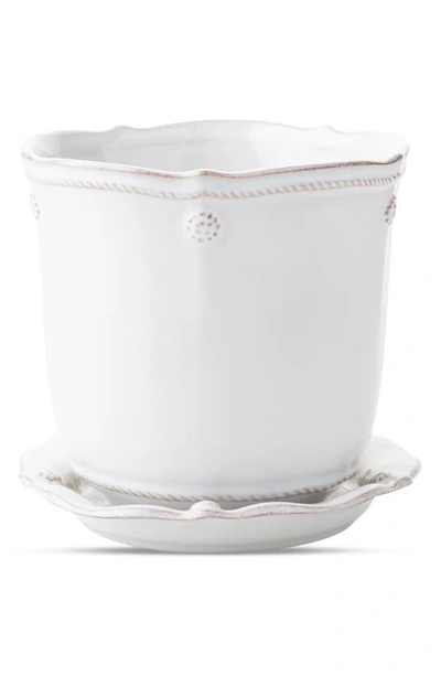 Juliska Berry & Thread Whitewash 2-piece Planter & Saucer Set In Whitewash