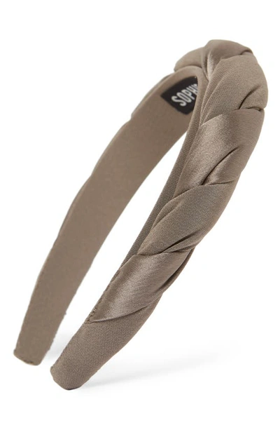 Shop Sophie Buhai Classic Twisted Silk Headband In Taupe