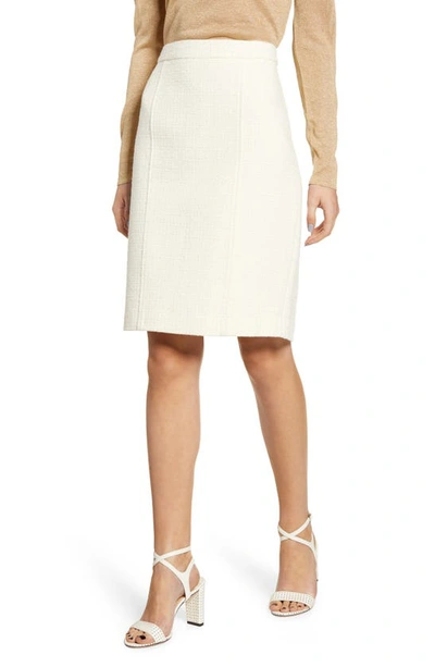 Shop Anne Klein Cotton Blend Tweed Pencil Skirt In Anne White