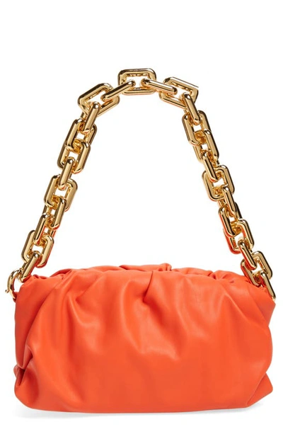 Shop Bottega Veneta The Chain Pouch Leather Shoulder Bag In Orange/ Gold