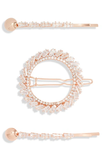 Shop 8 Other Reasons Camden Assorted 3-pack Crystal Hair Clips In Rose Gold