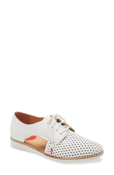 Shop Rollie Sidecut Punch Perforated Derby In Sport White Leather