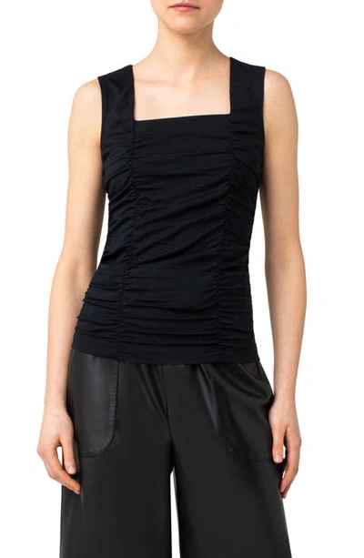 Shop Akris Punto Smocked Knit Top In Black