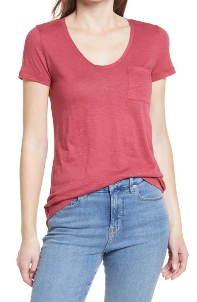 Shop Caslonr Caslon Rounded V-neck T-shirt In Red Earth