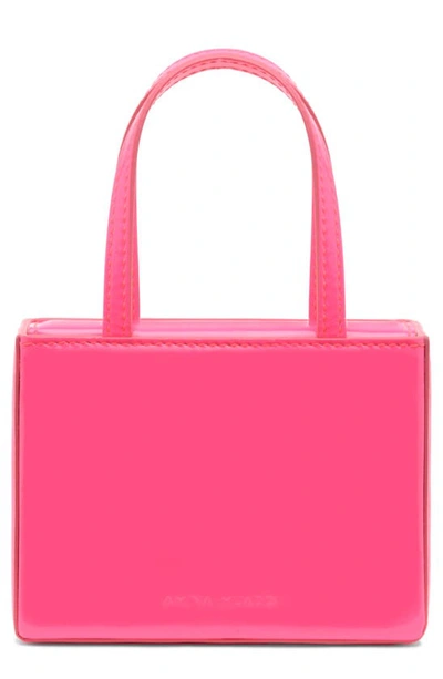 Shop Amina Muaddi Superamini Georgia Leather Top Handle Bag In Pink Patent