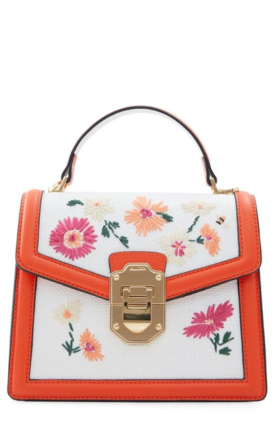 Shop Aldo Adryniel Woven Floral Handbag In White Multi