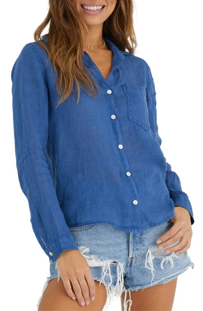 Shop Bella Dahl Garment Dyed Linen Button-up Shirt In Mayan Blue