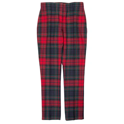 Shop Burberry Hanover Plaid Wool Trousers In Red