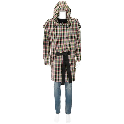 Shop Burberry Lake Halla Plaid Print Raincoat In Pine Green