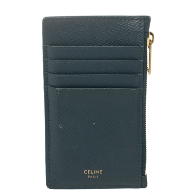 Pre-owned Celine Blue Leather Zip Card Holder