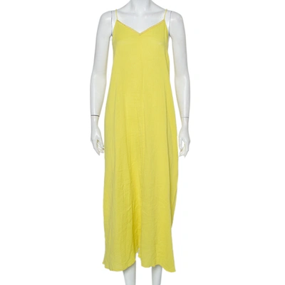 Pre-owned Zadig And Voltaire Yellow Cotton Open Back Ralia Maxi Dress M