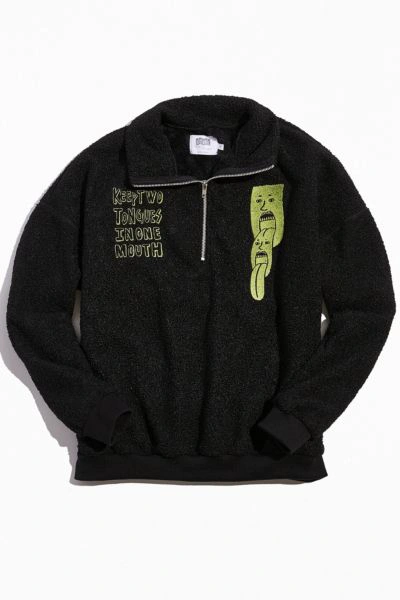 Shop The Art Of Scribble Tongue Quarter-zip Sweatshirt In Black