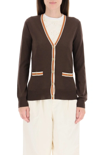 Shop Tory Burch Madeline Cardigan With Logo Buttons In Mixed Colours