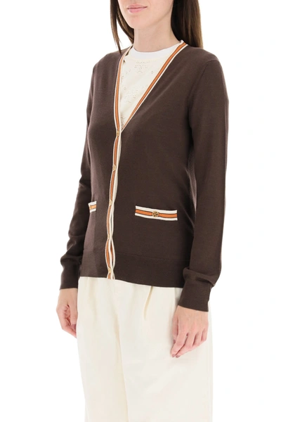 Shop Tory Burch Madeline Cardigan With Logo Buttons In Mixed Colours