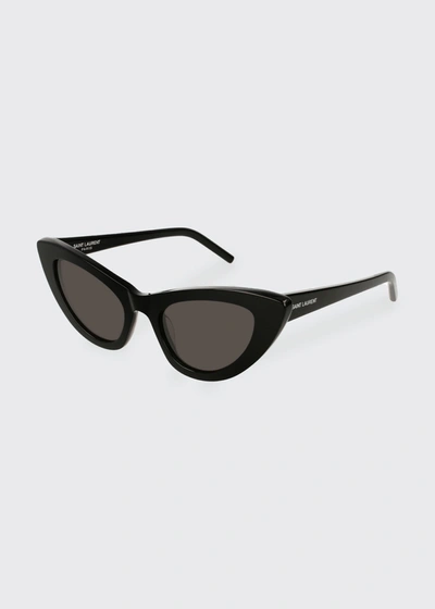 Saint Laurent Lily Cat-eye Acetate Sunglasses, Black In Black
