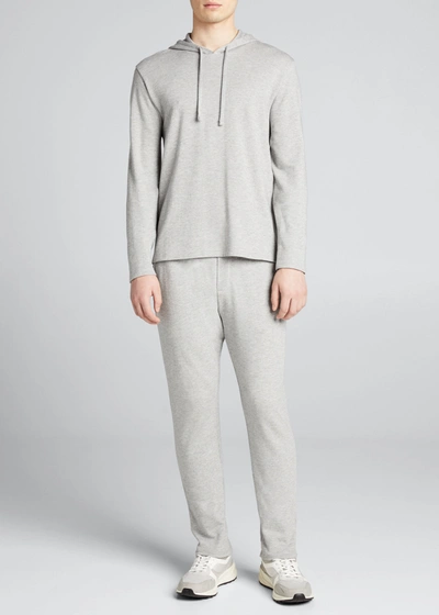 Shop Vince Men's Cozy Double-knit Pullover Hoodie In H Grey