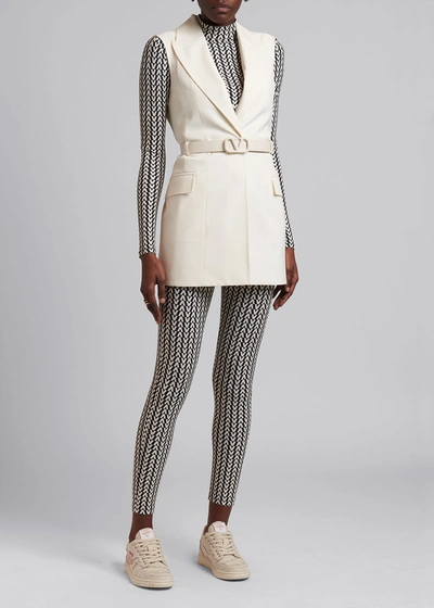 Shop Valentino Blazer Vest Belted Mini Dress In Ivory