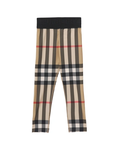 Shop Burberry Girl's Gina Vintage Check Leggings In Archive Beige Ip