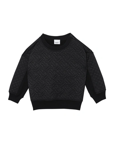 Shop Burberry Boy's Timothie Tb Monogram Sweater In Black