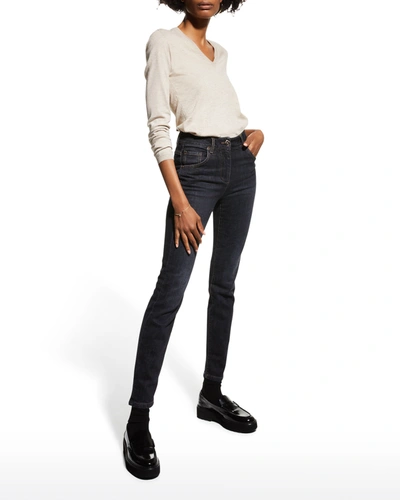 Shop Brunello Cucinelli Mid-rise Skinny-leg Jeans In C7799 Black