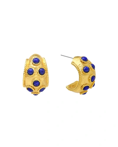 Shop Ben-amun Hoop Earrings. Gold/blue In Gold Blue