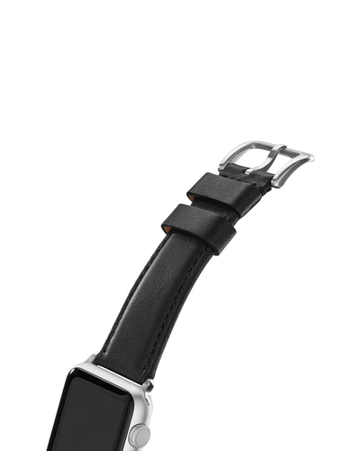 Shop Shinola Men's 24mm Aniline Latigo Leather Strap For Apple Watch In Black