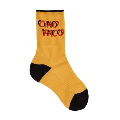Shop Paco Rabanne Ciao Paco Yellow Cotton-blend Socks