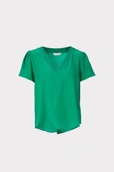 Shop Milly Silk Tee In Jungle Green