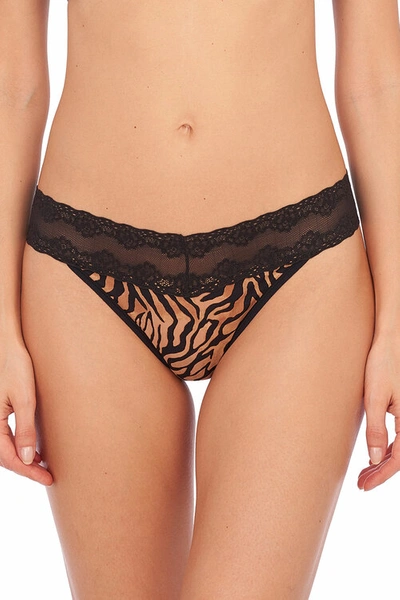 Shop Natori Intimates Bliss Perfection One-size Thong In Caramel Zebra Print