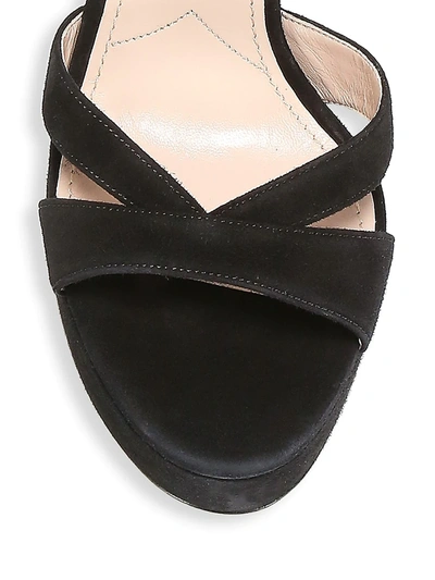 Shop Miu Miu Women's Crystal-embellished Suede Platform Sandals In Black