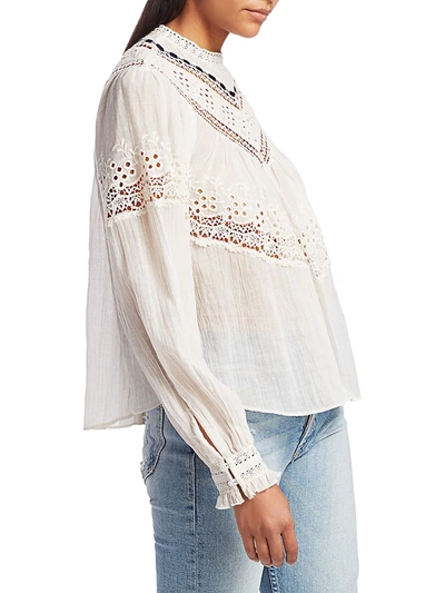 Shop Free People Women's Abigail Lace Eyelet Victorian Top In Ivory