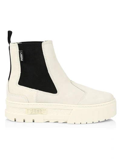 Shop Puma Women's Mayze Suede Chelsea Boots In White