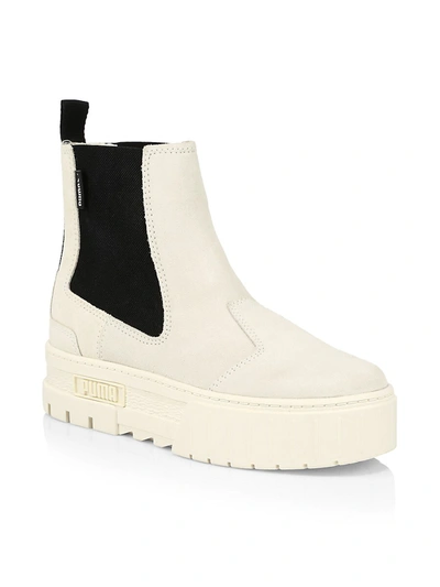 Shop Puma Women's Mayze Suede Chelsea Boots In White