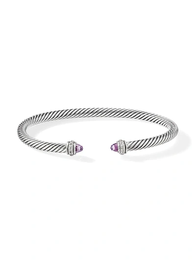 Shop David Yurman Women's Cable Classic Bracelet With Gemstone & Diamonds In Amethyst