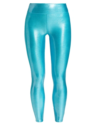 Shop Heroine Sport Marvel Metallic Leggings In Aquamarine