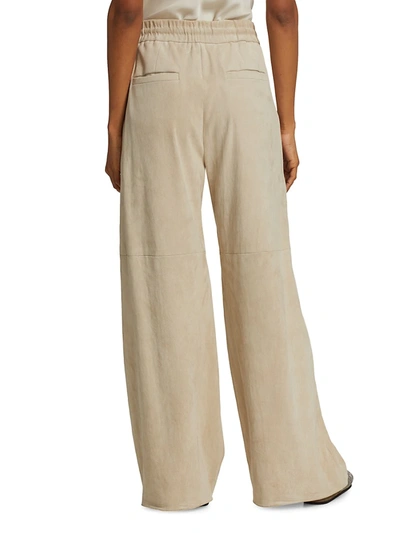 Shop Brunello Cucinelli Wide-leg Suede Trousers In Beige