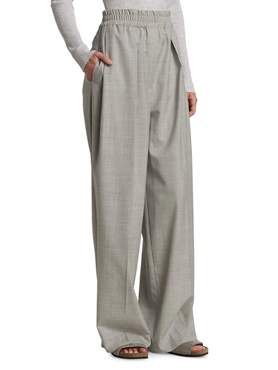 Shop Brunello Cucinelli Wide-leg Virgin Wool Trousers In Light Grey