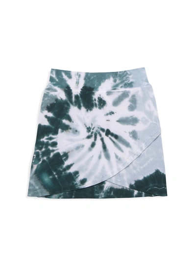 Shop Hard Tail Little Girl's & Girl's Cross-front Tie-dye Skirt In Spiral Wash