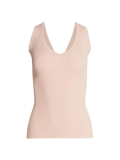 Shop Zimmermann Ribbed V-neck Tank Top In Dusty Pink