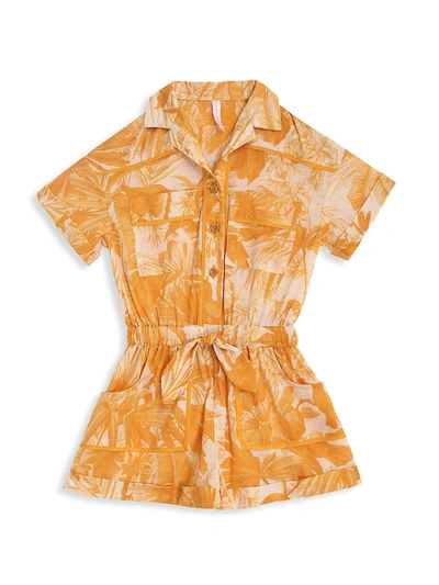 Shop Zimmermann Little Girl's & Girl's Mae Short-sleeve Playsuit In Amber