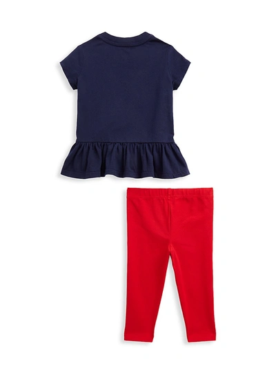 Shop Ralph Lauren Baby Girl's 2-piece T-shirt & Legging Set In Navy