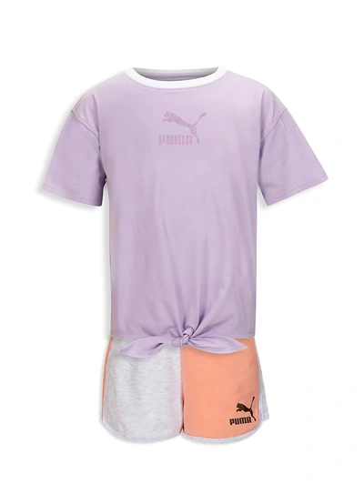 Shop Puma Girl's Classics Pack Cotton Shorts In Pink