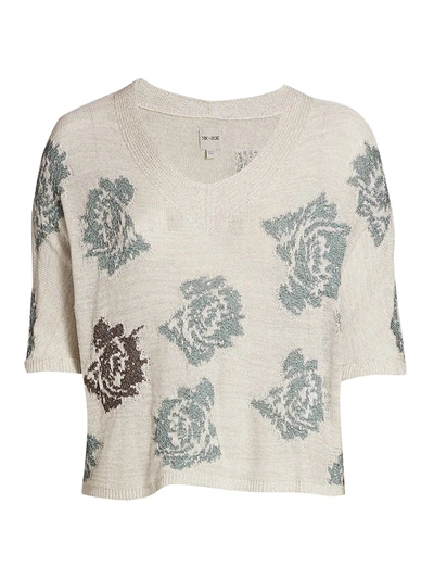 Shop Nic + Zoe, Plus Size Women's Shimmer Bloom Short-sleeve Sweater In Blue Multi