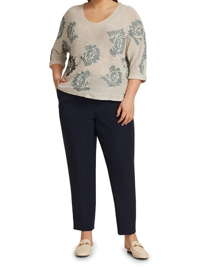 Shop Nic + Zoe, Plus Size Women's Shimmer Bloom Short-sleeve Sweater In Blue Multi