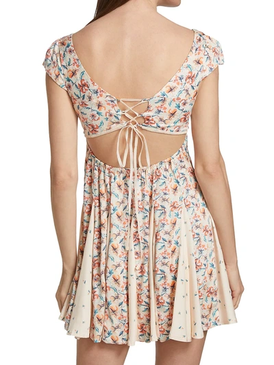 Shop Free People Ponderosa Floral Mini Dress In Peach Comb