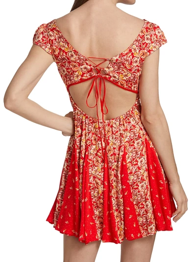 Shop Free People Ponderosa Floral Mini Dress In Peach Comb